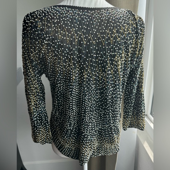 Saks Fifth Avenue Size Large Black Bead and Pearl Top Fully Lined - Picture 9 of 9
